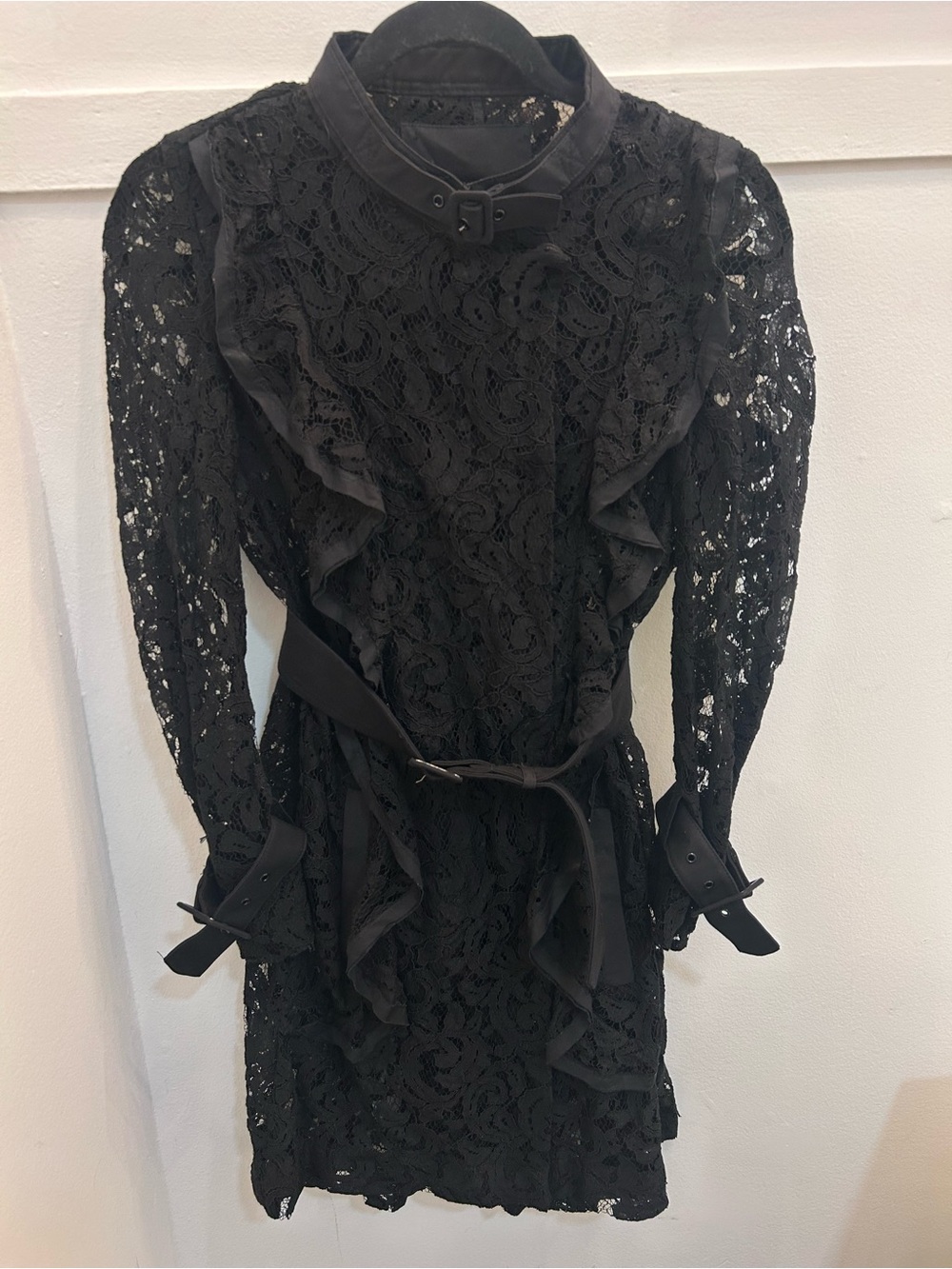 Victorian-style Gothic Lace Long-Sleeve Belted Double-breasted Jacket - Picture 2 of 10